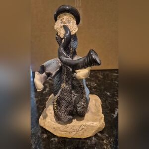 Decorative Black and Beige Ceramic Figurine - Home Art Accent